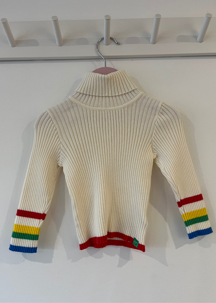 Little Bird Roll Neck Jumper With Rainbow Cuffs 9 12M Kidamajig