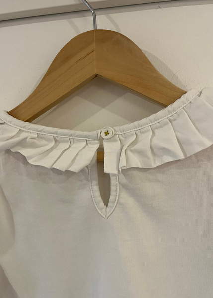 Mini Boden White Frill Collar Long Sleeve Top (4-5 Years)