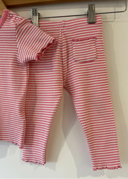 M&S candy Pink Stripe leggings and top Set (9-12M)