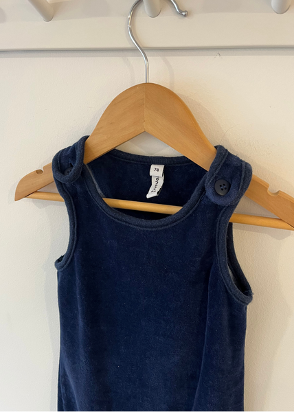 Maxomorra Navy velour dungarees (6-9M)