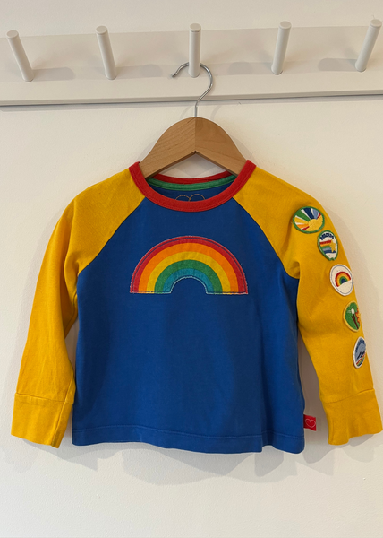 Little Bird Raglan Long Sleeve Rainbow Badge Top (9-12M)