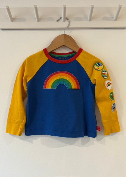 Little Bird Raglan Long Sleeve Rainbow Badge Top (9-12M)