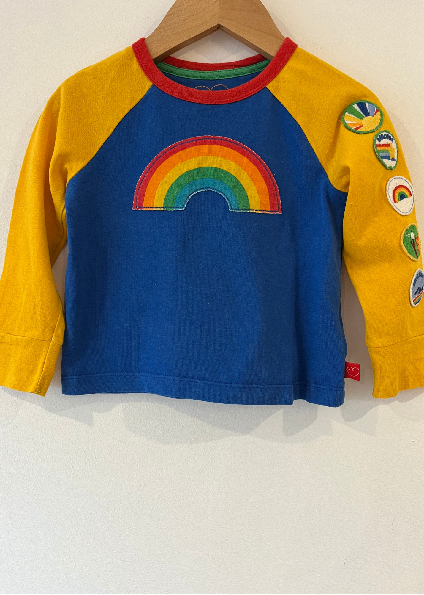 Little Bird Raglan Long Sleeve Rainbow Badge Top (9-12M)