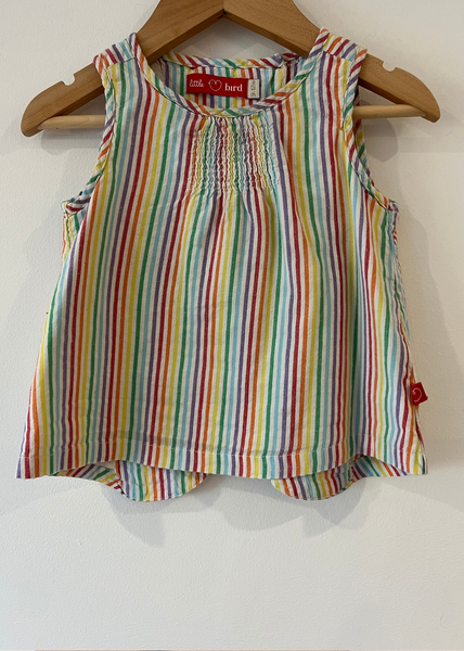 Little Bird Cotton Rainbow Stripe Top  (9-12M)