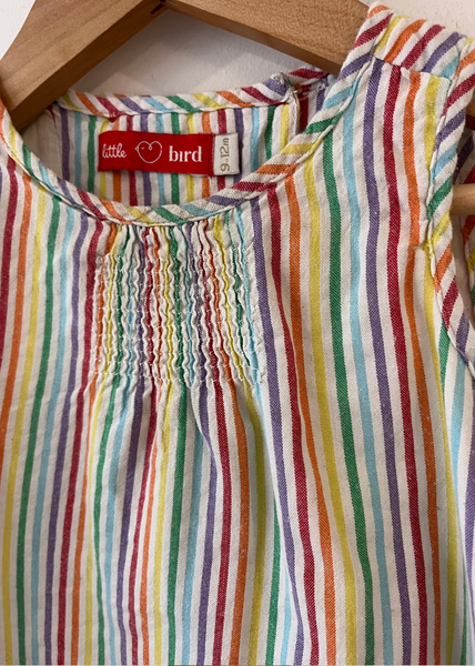 Little Bird Cotton Rainbow Stripe Top  (9-12M)