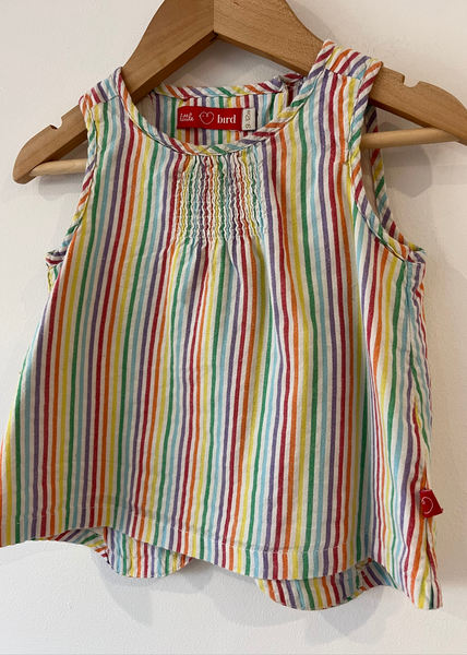 Little Bird Cotton Rainbow Stripe Top  (9-12M)