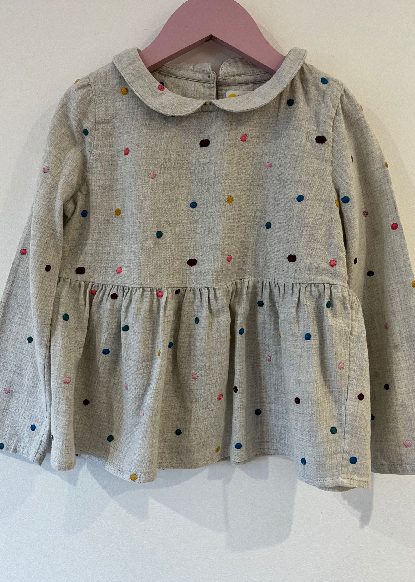 Mini Boden Grey colourful Spot Peplum Top (5-6Y)