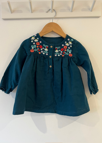 M&S Dark Green Embroidered Blouse (12-18M)