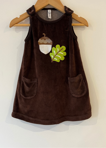 Maxomorra Brown Velour Acorn Dress (9-12M)