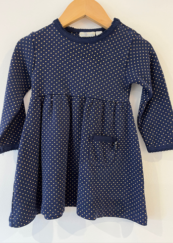 JoJo Maman Bebe Spotty Navy Dress (9-12M)