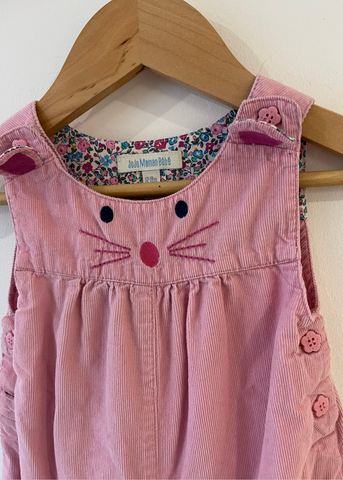 JoJo Maman Bebe Pink Mouse Cord Dungarees (12-18M)