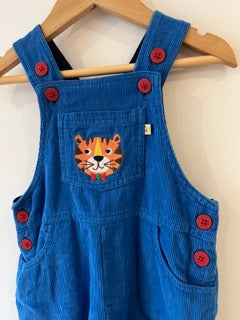 Frugi Blue Cord Tiger Dungarees (6-9M)