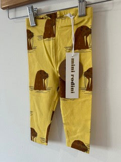 BNWT Mini Rodini Walrus Leggings Yellow (3-6M)