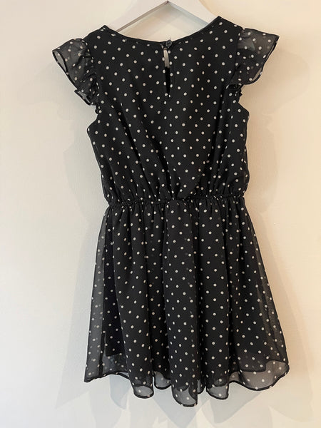 Next black spotty dress (7-8y)