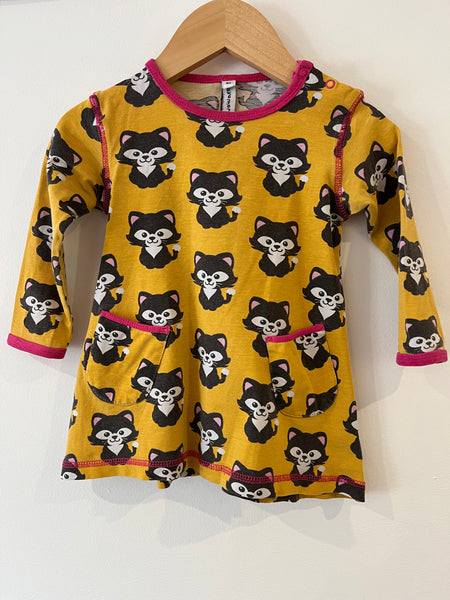 Maxomorra cat print dress (9-12m)