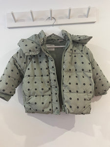 Zara green spotty winter coat (12-18m)