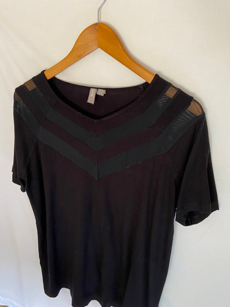 ASOS Black top with mesh design (size 14)